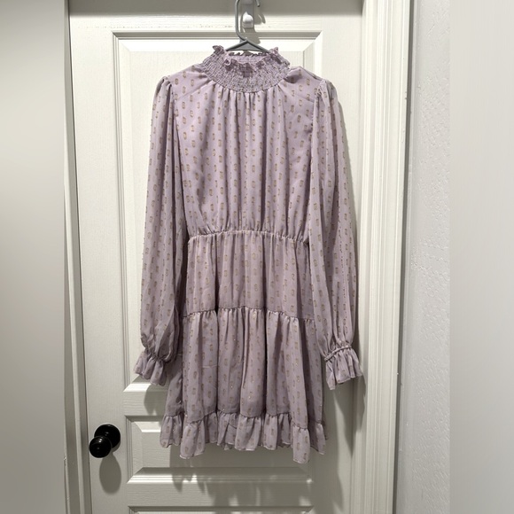 Tuckernut | o.p.t.. Lluvia Lilac Mini Skater Dress In Metallic Polka Dot. CL3 - Picture 8 of 8